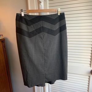 BCBG- Gray/Black Lined Midi Pencil Skirt